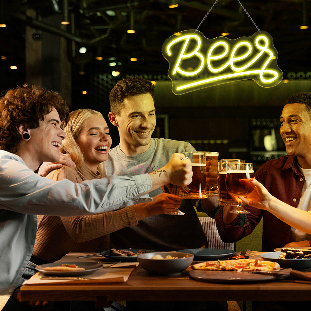 Wine Beer Whiskey Year - วิสกี้บาร์เบียร์ LED Neon Light Sign Party