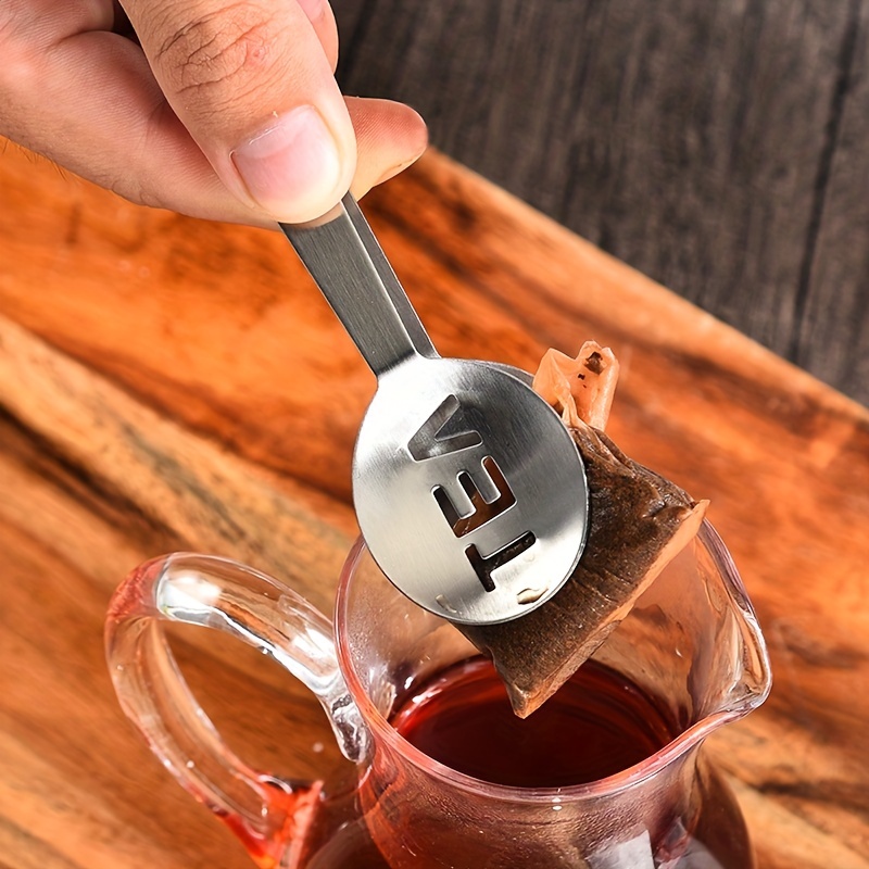Ice Bucket Silver - 1 PC ถุงชา Squeezer สแตนเลสสตีลถุงชาแหนบเงินถุงชากรองคลิปถุงชาช้อนสําหรับสูญเสีย Leaf