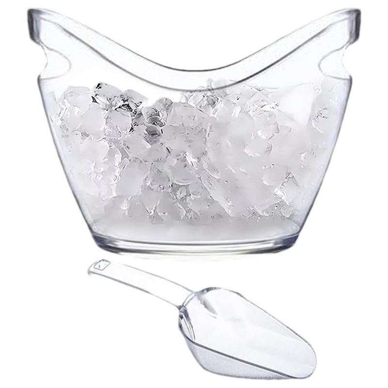 Ice Bucket Silver - ถังน้ําแข็งใสเครื่องดื่มอ่าง 2 Scoops Handle Cooling ถังน้ําแข็งขนาดใหญ่สําหรับไวน์แชมเปญอุปกรณ์บาร์สําหรับ