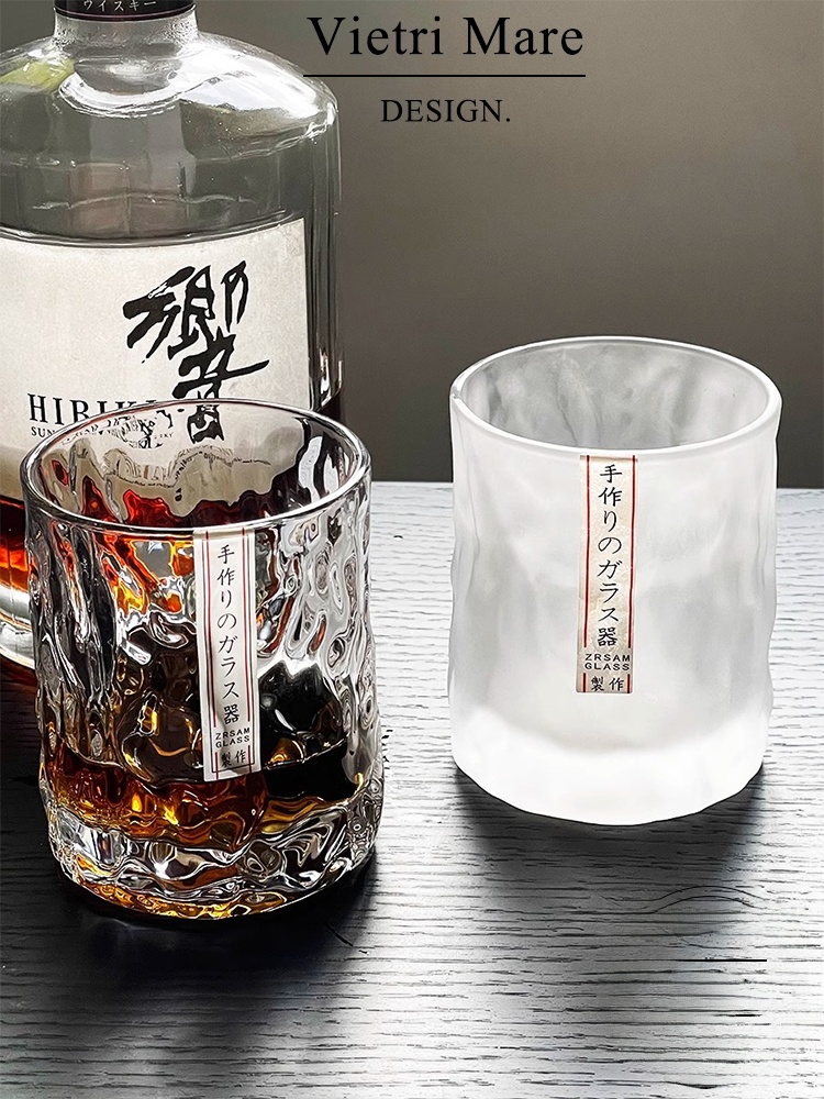 Wine Beer The Whiskey - แก้วแก้วทำมือสไตล์เวียดนาม ลายค้อน แก้ววิสกี้ เบียร์ แก้วคริสตัลสไตล์ญี่ปุ่นย้อนยุค สำหรับดื่มไวน์และอาหาร