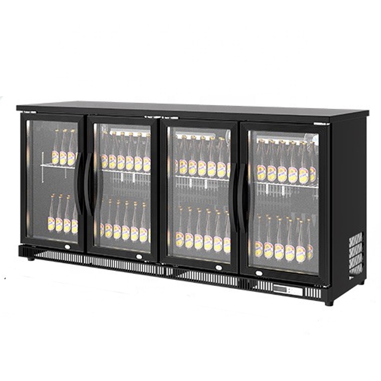 Wine Beer Dual Zone - ตู้แช่เครื่องดื่มแบบตั้งพื้น 4 ประตูกระจก ระบบทำความเย็นด้วยอากาศ สำหรับแสดงสินค้าเบียร์ ไวน์