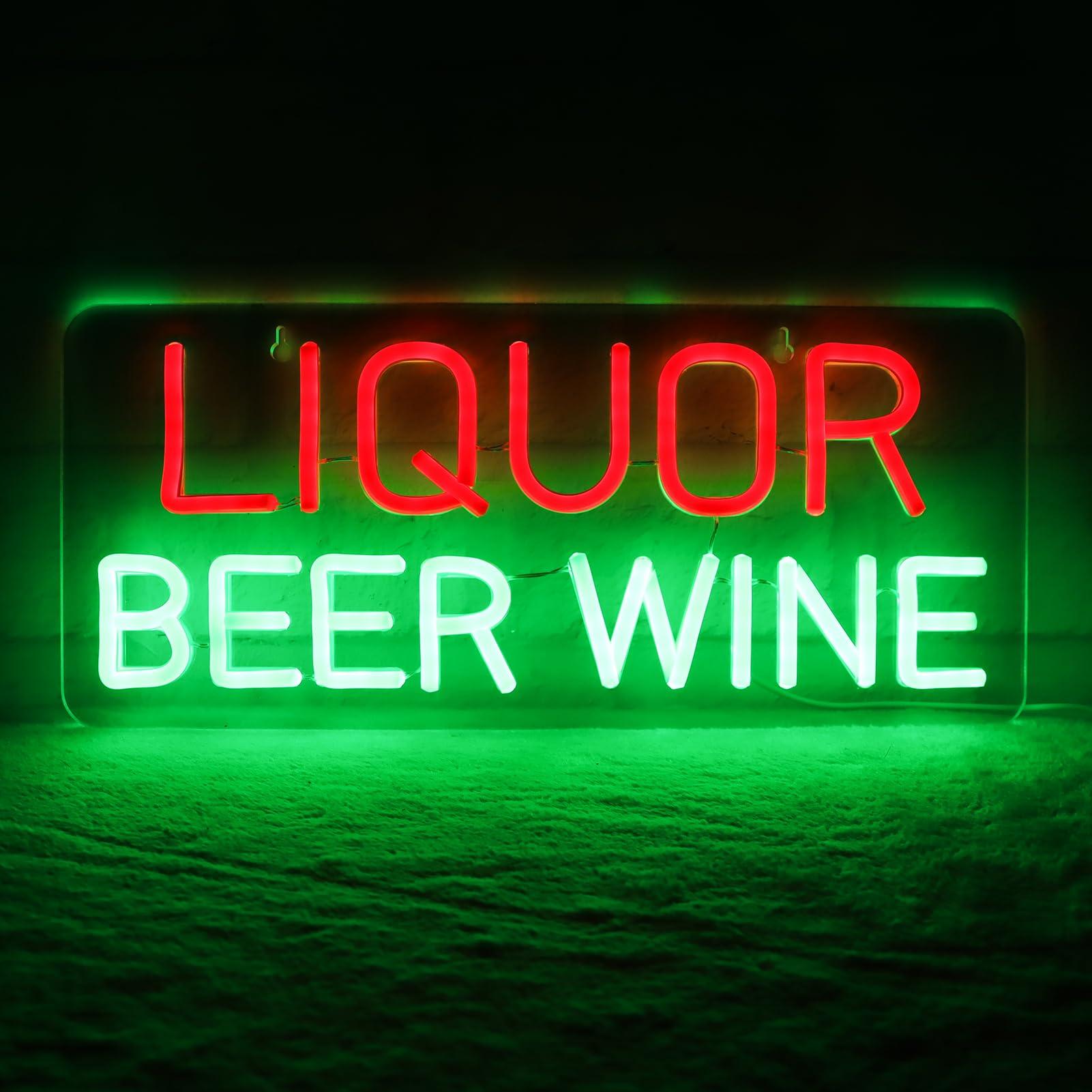 Wine Beer Liquor Store - ป้ายนีออนเหล้า เบียร์ ไวน์ สำหรับตกแต่งผนัง ป้ายไฟ LED