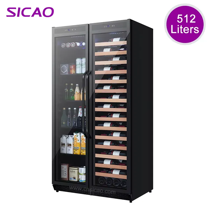 Wine Beer Dual Zone - ตู้แช่เครื่องดื่มแบบฝังในตัว ตู้แช่ไวน์สองประตู ความจุขนาดใหญ่ ตู้แช่เบียร์ใต้เคาน์เตอร์ สำหรับบาร์ ครัว
