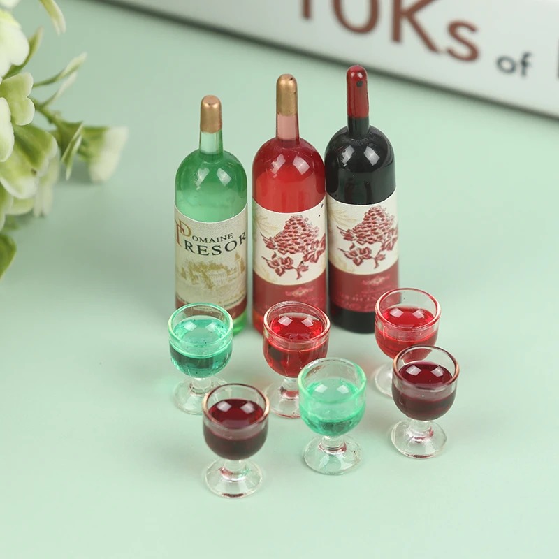 Taste Wine Beer Kitchen - 1 ชุด 1/12 Miniature ขวดไวน์ตุ๊กตาอุปกรณ์ครัว-มินิตุ๊กตา House