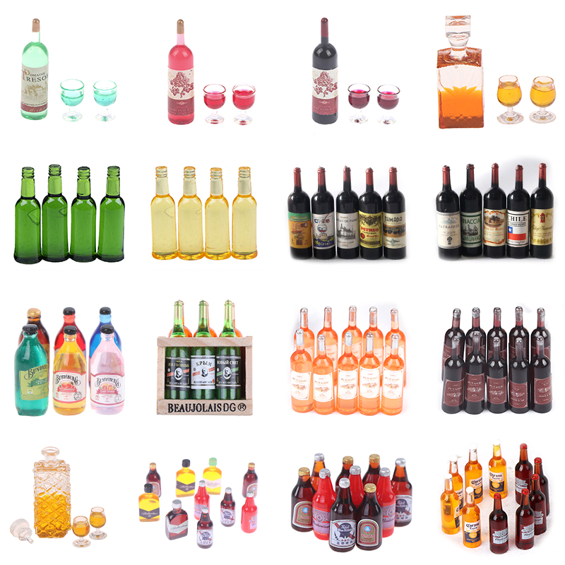 Taste Wine Beer Kitchen - 1ชุด1/12 Miniature ขวดไวน์ตุ๊กตาอุปกรณ์ครัว-บ้านตุ๊กตามินิห้องนั่งเล่นอุปกรณ์เสริมเครื่องดื่มเบียร์ขวด
