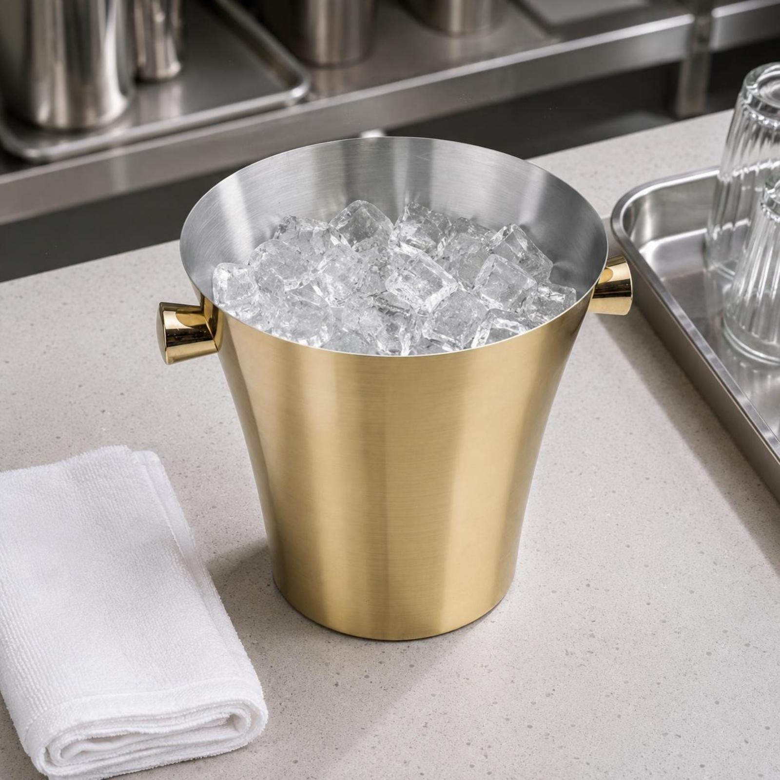 ภาชนะใส่น้ำแข็งสแตนเลสเคลือบทอ - Ice Bucket Silver บทวิจารณ์และราคา