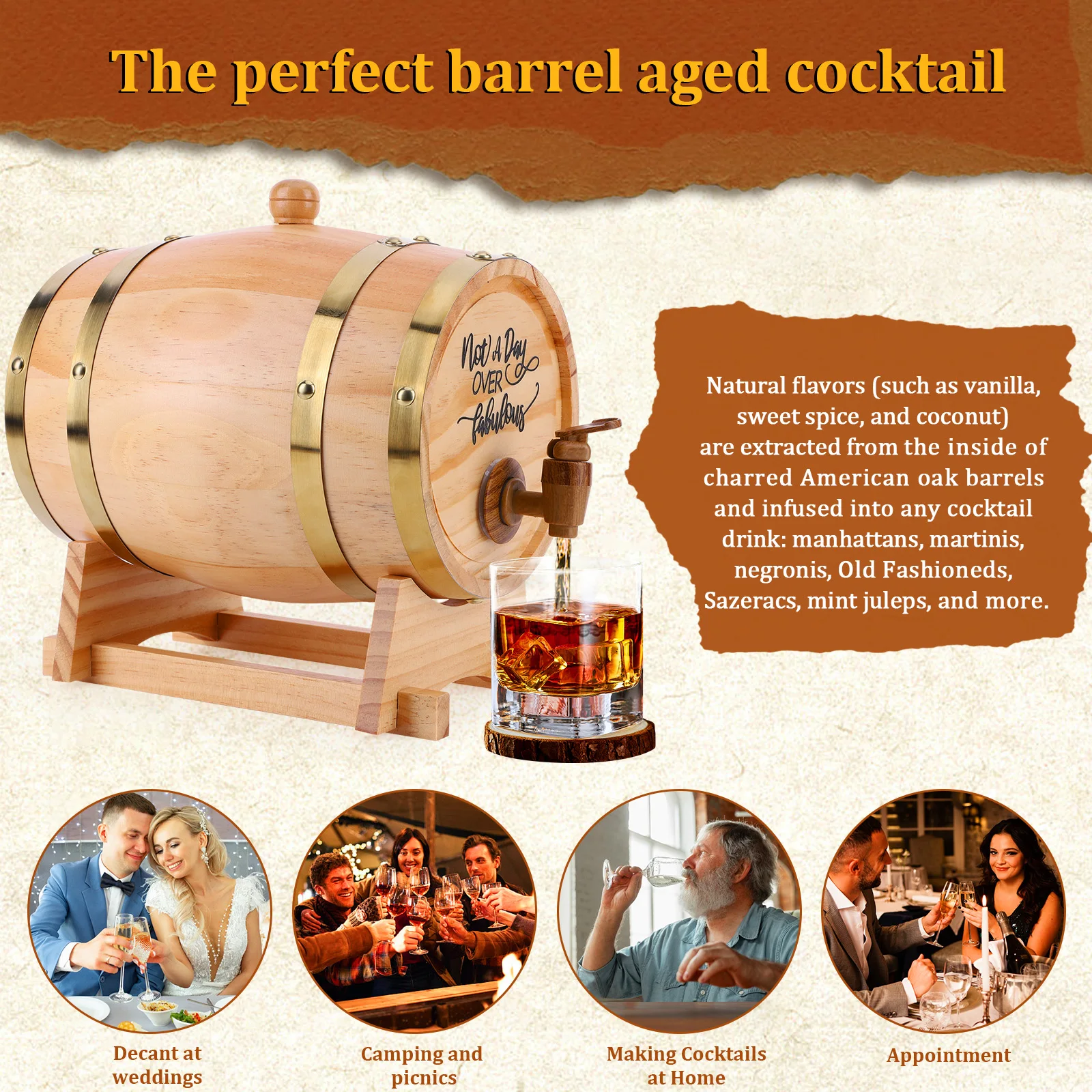 ถังไม้สำหรับวิสกี้ขนาด 3 ลิตร  - Wine Beer The Whiskey บทวิจารณ์และราคา