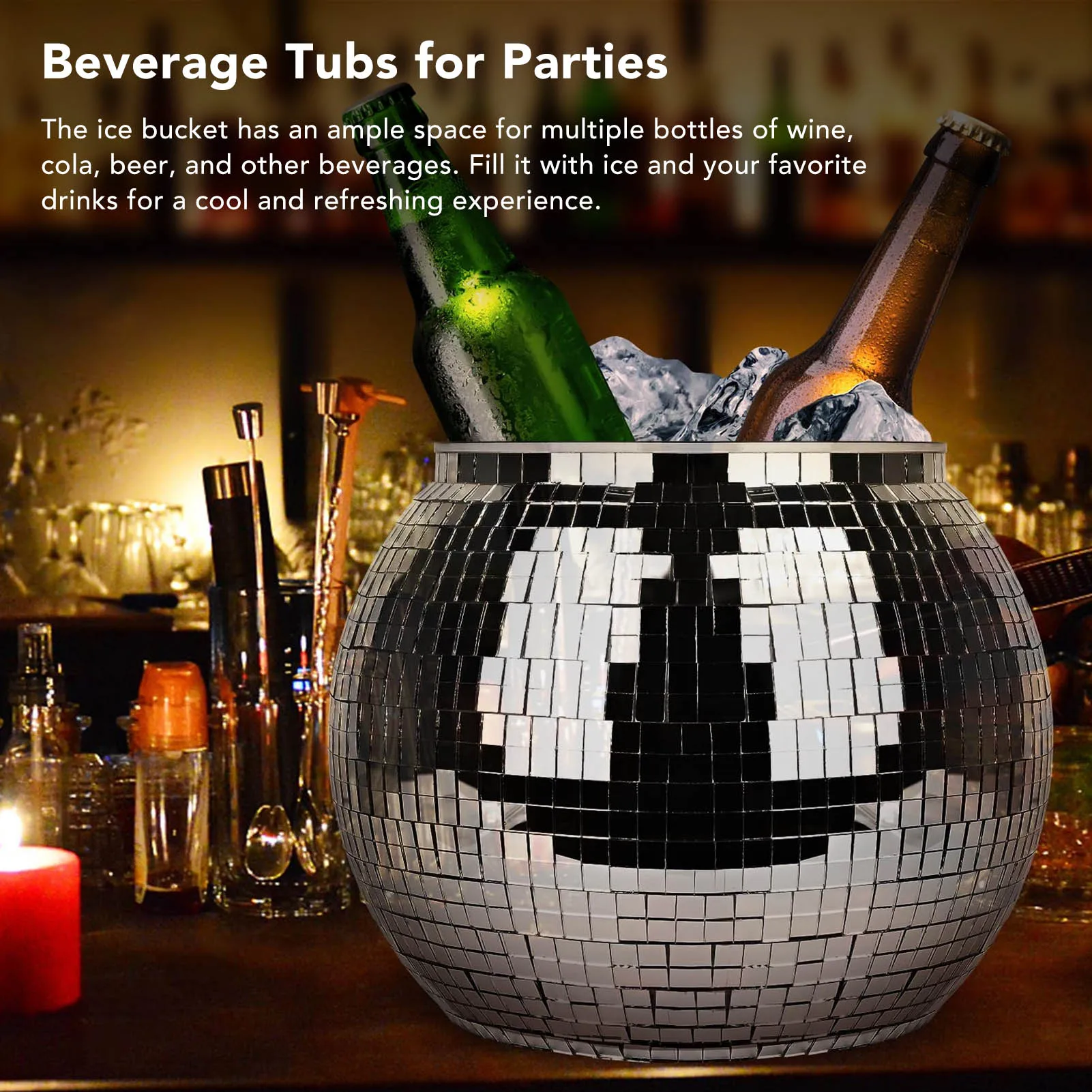 Disco Ball ถังน้ําแข็งพลาสติกข - Ice Bucket Silver บทวิจารณ์และราคา