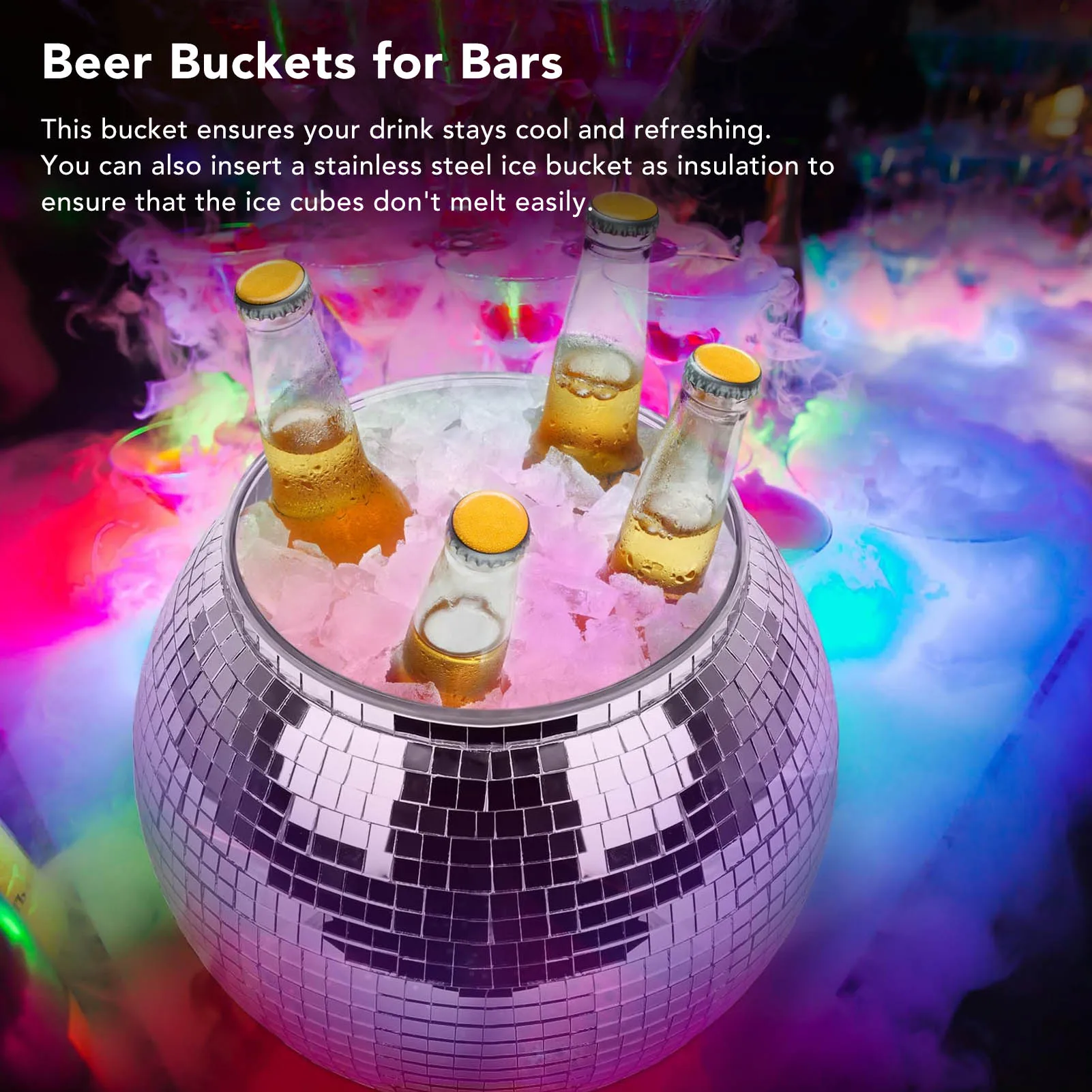 Disco Ball ถังน้ําแข็งพลาสติกข - Ice Bucket Silver บทวิจารณ์และราคา