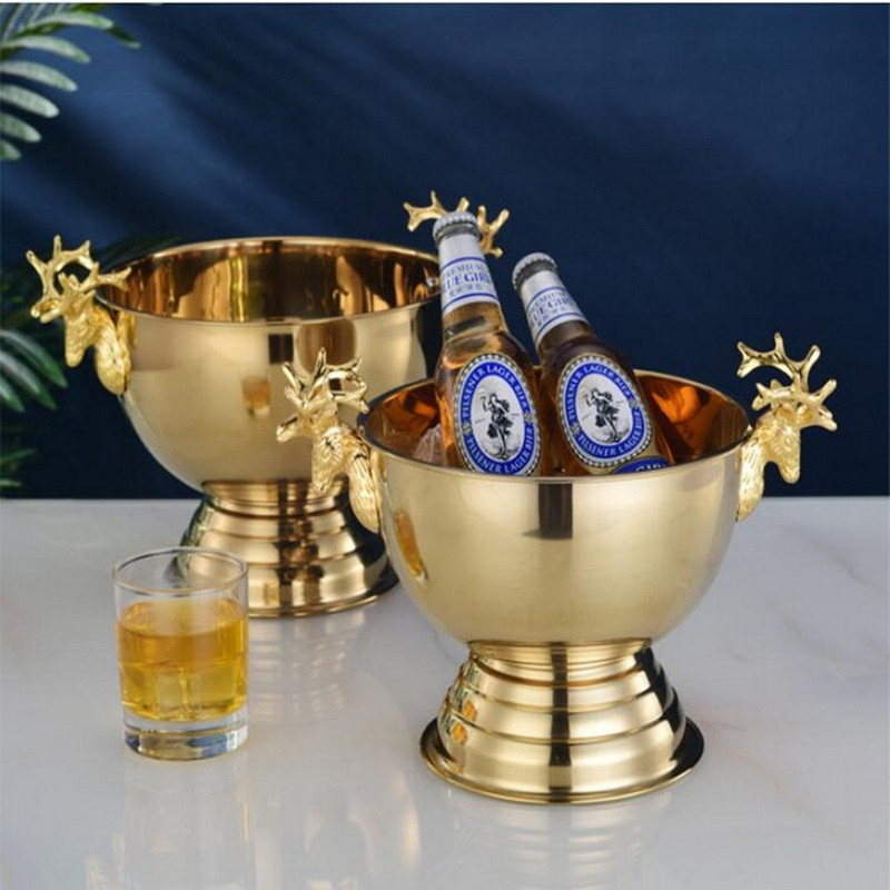 สแตนเลสสตีลกวางหัวออกแบบแชมเปญ - Ice Bucket Silver บทวิจารณ์และราคา