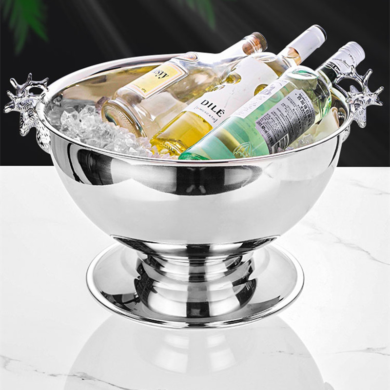 สแตนเลสสตีลกวางหัวออกแบบแชมเปญ - Ice Bucket Silver บทวิจารณ์และราคา