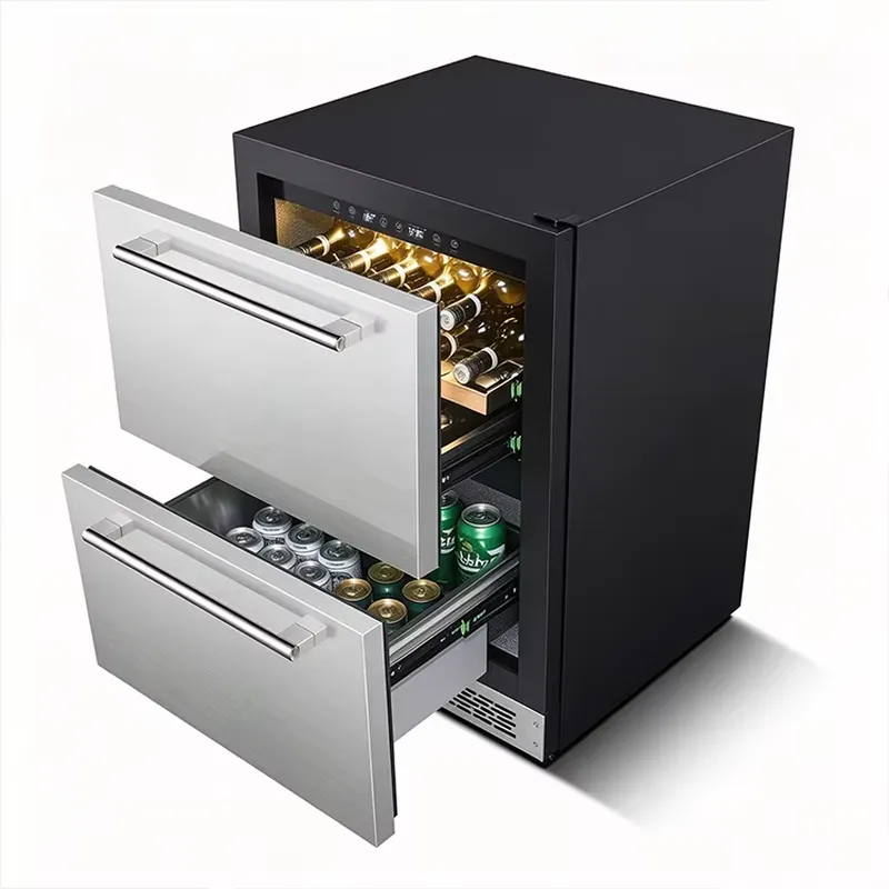 ตู้เย็นสแตนเลสสีดำ ทนทาน ขนาด  - Wine Beer Dual Zone บทวิจารณ์และราคา