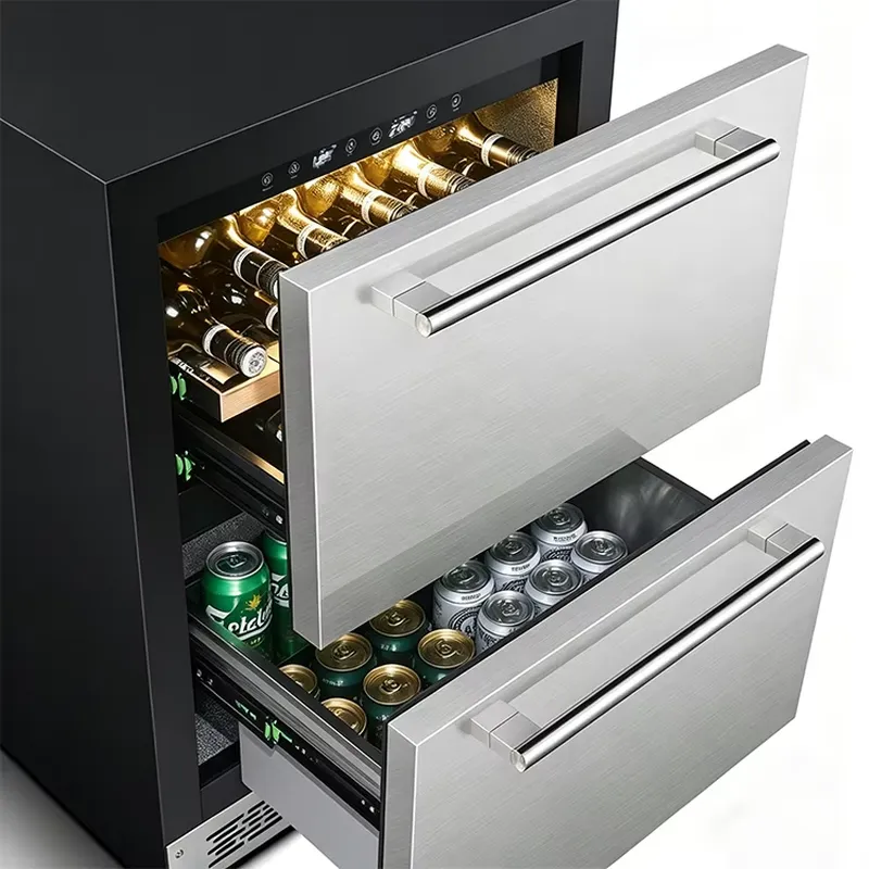 ตู้เย็นสแตนเลสสีดำ ทนทาน ขนาด  - Wine Beer Dual Zone บทวิจารณ์และราคา
